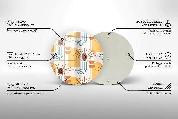 Kuchynská doska zo skla Boho vzor očí