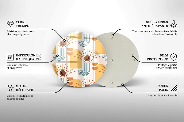 Kuchynská doska zo skla Boho vzor očí