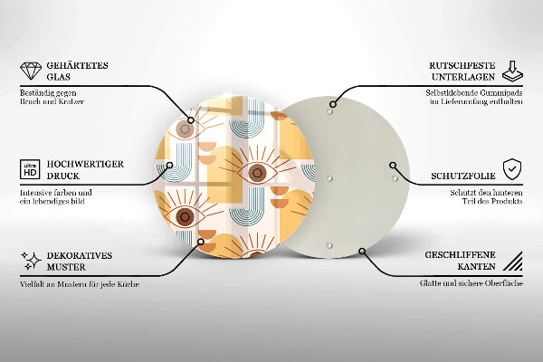 Kuchynská doska zo skla Boho vzor očí