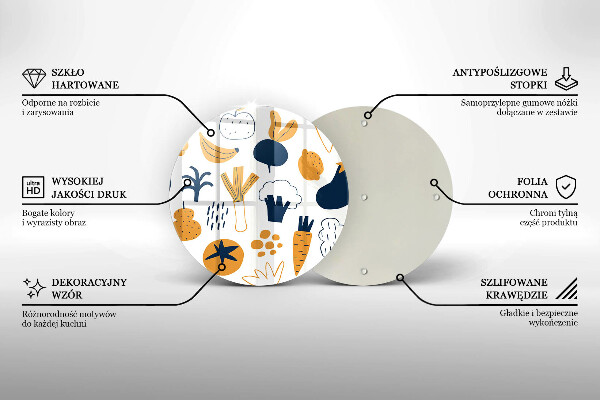 Kuchynská doska zo skla Jedlo ilustrácie