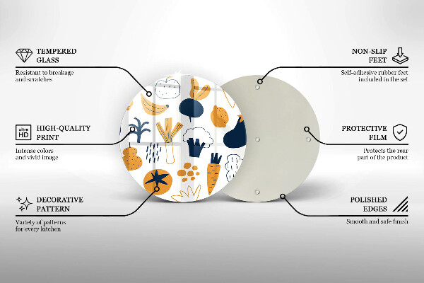 Kuchynská doska zo skla Jedlo ilustrácie
