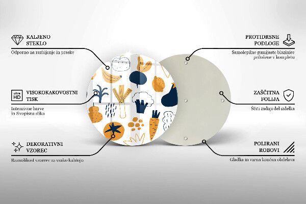Kuchynská doska zo skla Jedlo ilustrácie