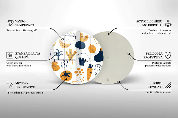 Kuchynská doska zo skla Jedlo ilustrácie