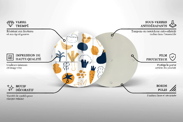 Kuchynská doska zo skla Jedlo ilustrácie