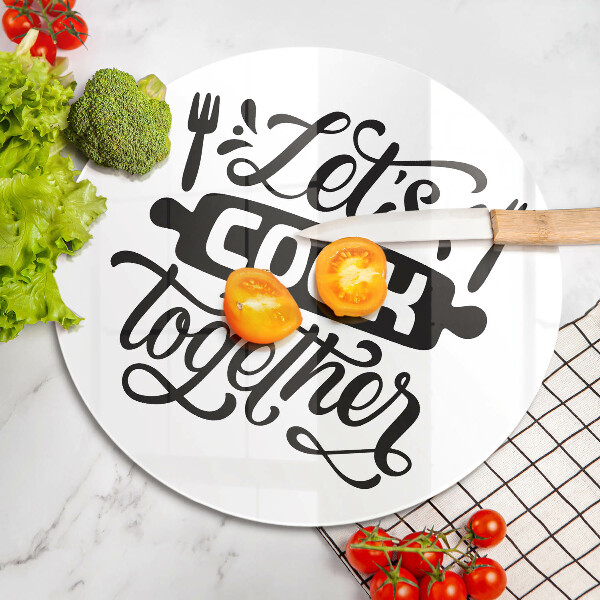 Kuchynská doska zo skla Napis Let's cook together