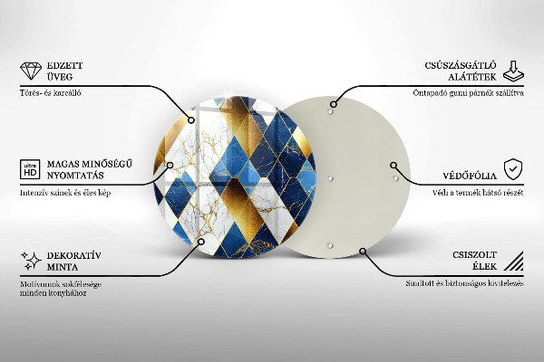 Kuchynská doska zo skla Zlaté mramorové kosoštvorce