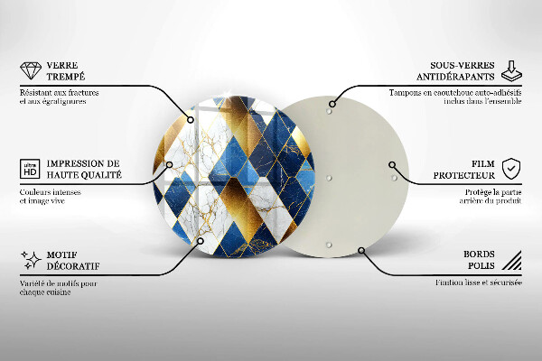 Kuchynská doska zo skla Zlaté mramorové kosoštvorce