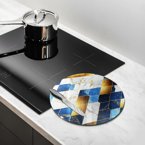 Kuchynská doska zo skla Zlaté mramorové kosoštvorce