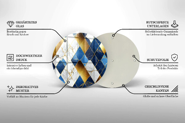 Kuchynská doska zo skla Zlaté mramorové kosoštvorce