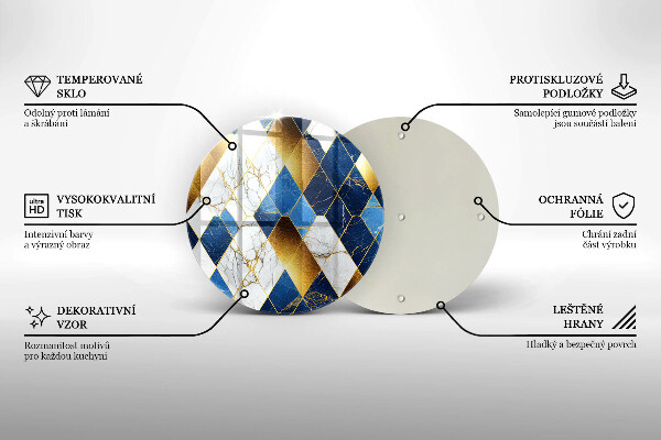 Kuchynská doska zo skla Zlaté mramorové kosoštvorce