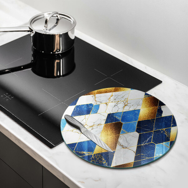 Kuchynská doska zo skla Zlaté mramorové kosoštvorce