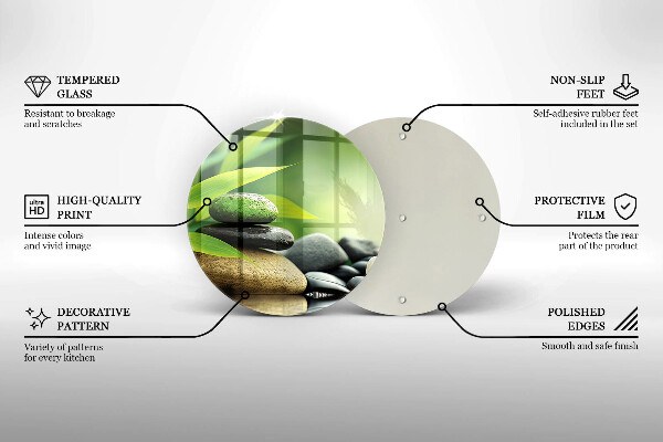 Kuchynská doska zo skla Zen bambusové kamene