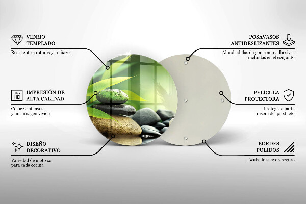 Kuchynská doska zo skla Zen bambusové kamene