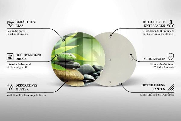 Kuchynská doska zo skla Zen bambusové kamene