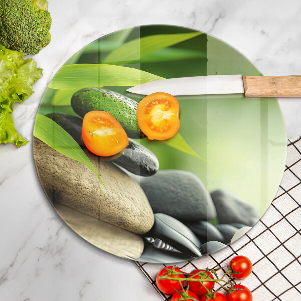 Kuchynská doska zo skla Zen bambusové kamene