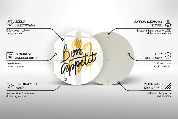 Kuchynská doska zo skla Nápis Bon Appetit