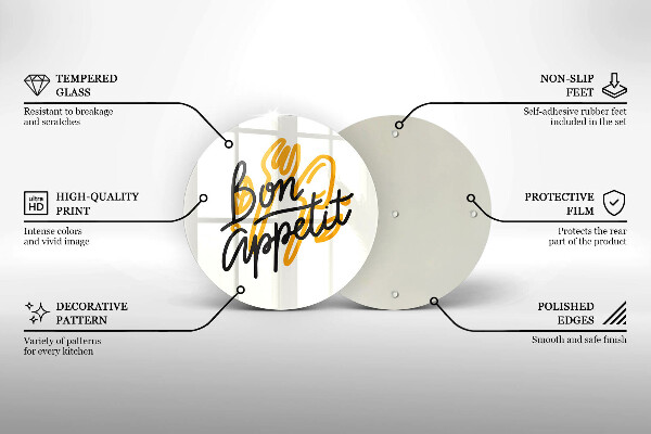 Kuchynská doska zo skla Nápis Bon Appetit