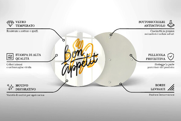 Kuchynská doska zo skla Nápis Bon Appetit