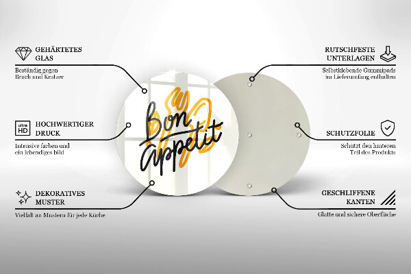 Kuchynská doska zo skla Nápis Bon Appetit