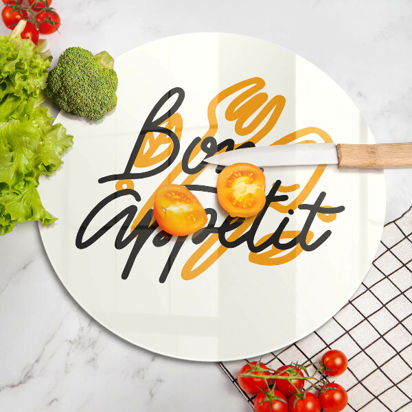 Kuchynská doska zo skla Nápis Bon Appetit