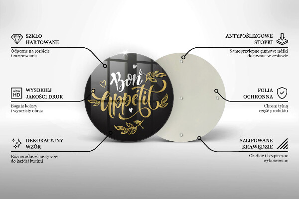 Kuchynská doska zo skla Nápis Bon Appetit