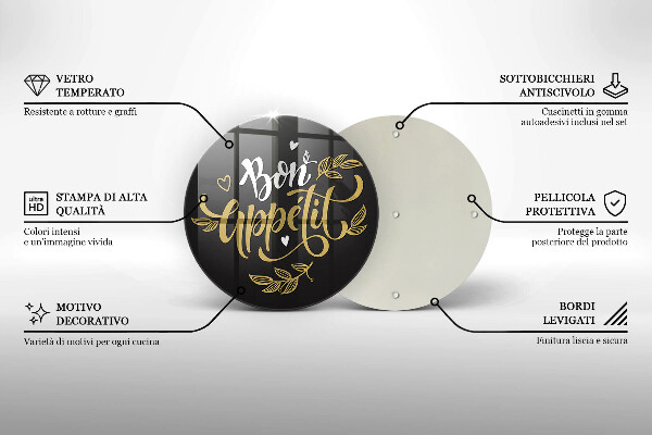 Kuchynská doska zo skla Nápis Bon Appetit