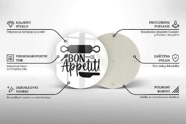 Kuchynská doska zo skla Nápis Bon Appetit