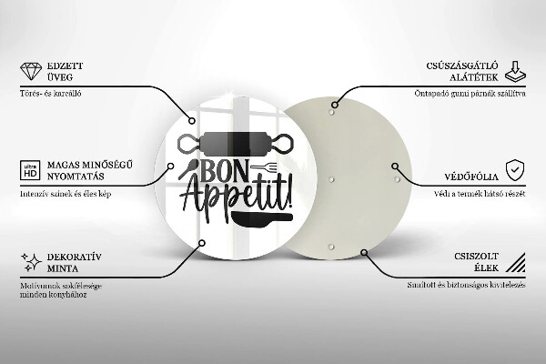 Kuchynská doska zo skla Nápis Bon Appetit