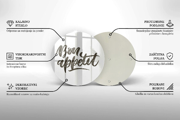 Kuchynská doska zo skla Nápis Bon Appetit