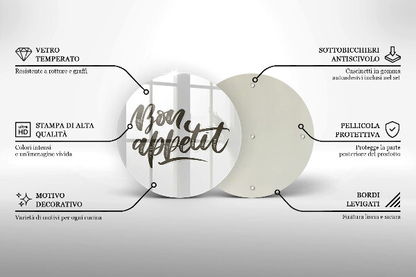 Kuchynská doska zo skla Nápis Bon Appetit
