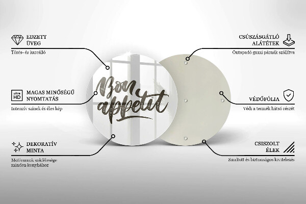 Kuchynská doska zo skla Nápis Bon Appetit