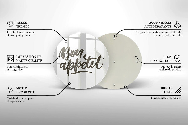 Kuchynská doska zo skla Nápis Bon Appetit