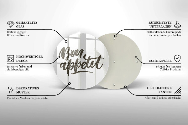 Kuchynská doska zo skla Nápis Bon Appetit