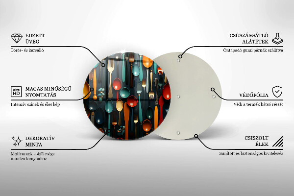 Kuchynská doska zo skla Farebné lyžice a vidličky