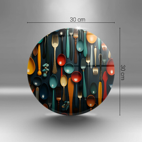 Kuchynská doska zo skla Farebné lyžice a vidličky