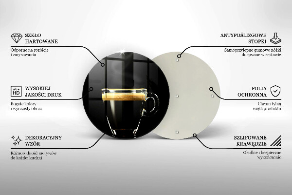 Kuchynská doska zo skla Pohárik čiernej kávy