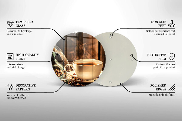 Kuchynská doska zo skla Šálka a kávové zrná
