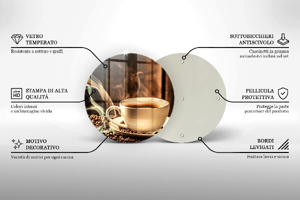 Kuchynská doska zo skla Šálka a kávové zrná