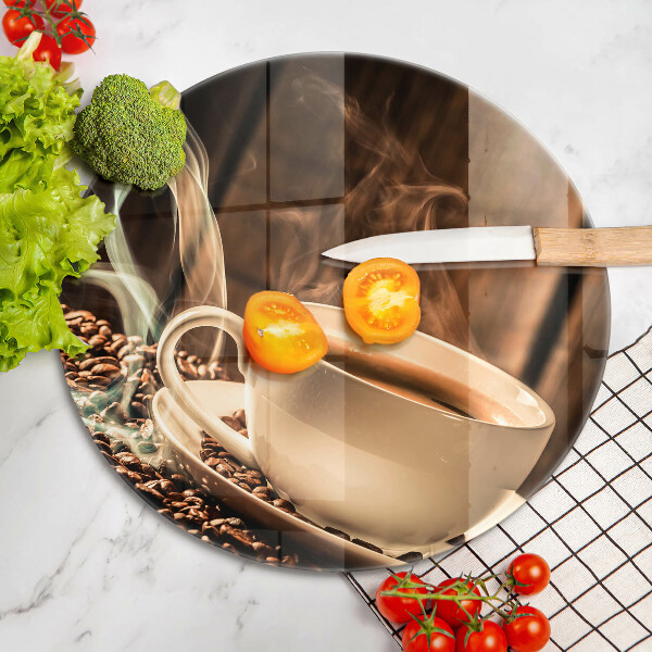 Kuchynská doska zo skla Šálka a kávové zrná