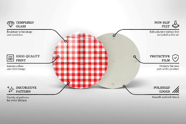Kuchynská doska zo skla Červeno-biely kockovaný vzor