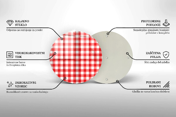 Kuchynská doska zo skla Červeno-biely kockovaný vzor