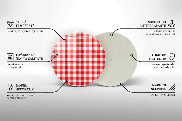 Kuchynská doska zo skla Červeno-biely kockovaný vzor