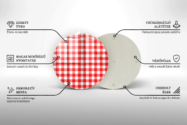 Kuchynská doska zo skla Červeno-biely kockovaný vzor