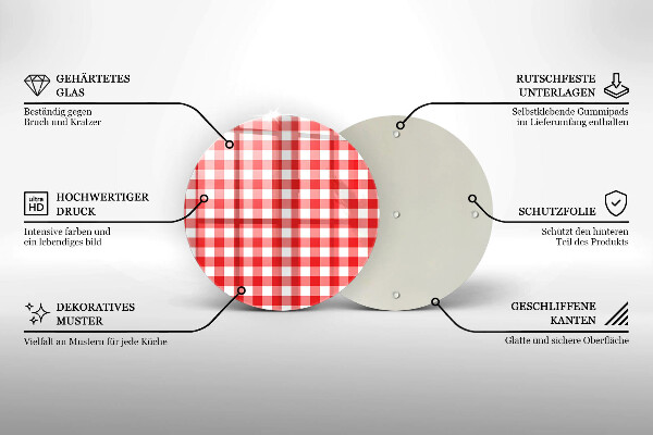 Kuchynská doska zo skla Červeno-biely kockovaný vzor