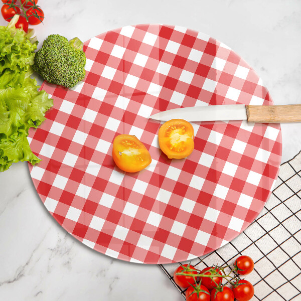 Kuchynská doska zo skla Červeno-biely kockovaný vzor