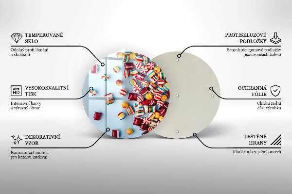 Kuchynská doska zo skla Farebné cukríky