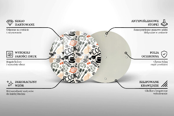 Kuchynská doska zo skla Kreslený kuchynský motív