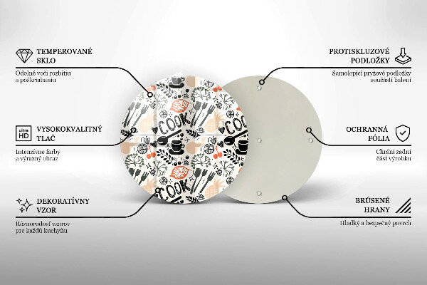 Kuchynská doska zo skla Kreslený kuchynský motív