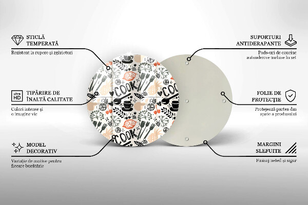 Kuchynská doska zo skla Kreslený kuchynský motív