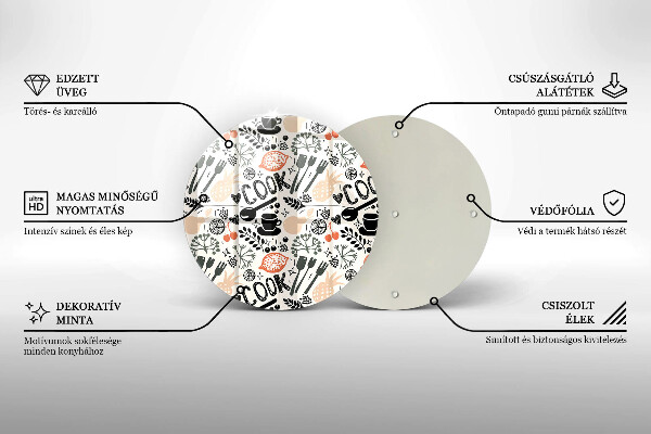 Kuchynská doska zo skla Kreslený kuchynský motív